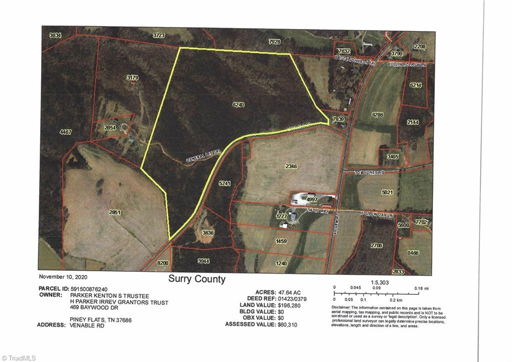 0 Venable Road Ararat, NC 27007 - Photo 25 of 25 This map shows General Lee Trail that goes through the property as well as the extensive road frontage that this property offers...Call the Listing Agent and discuss the possibility of selling off a few lots to recoup some of the expense of buying this unique property.