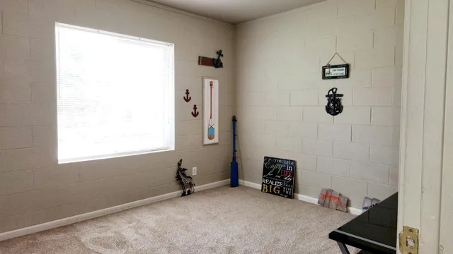 an empty room with windows