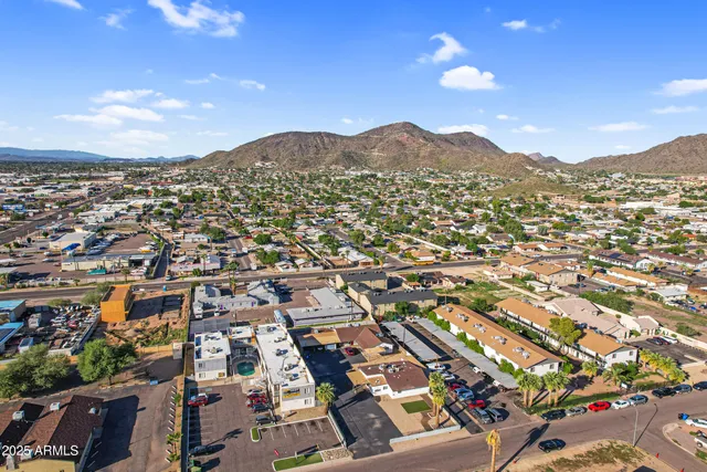 an aerial view of a city