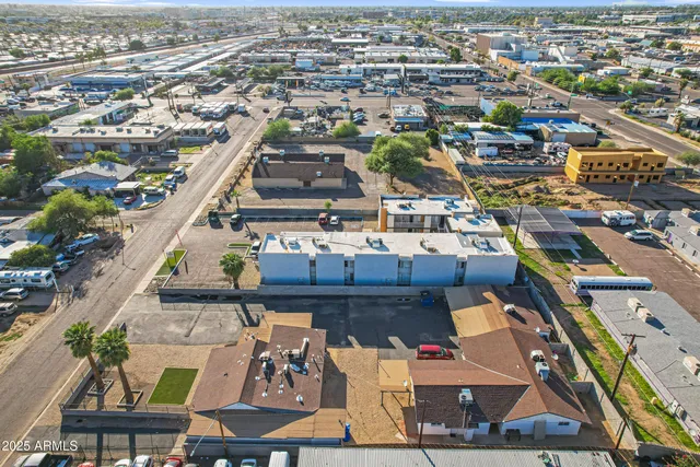 an aerial view of a city