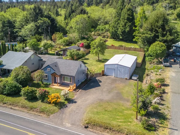 an aerial view of a house