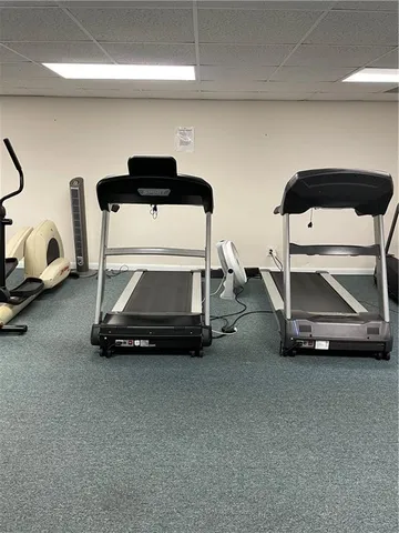 a room with gym equipment