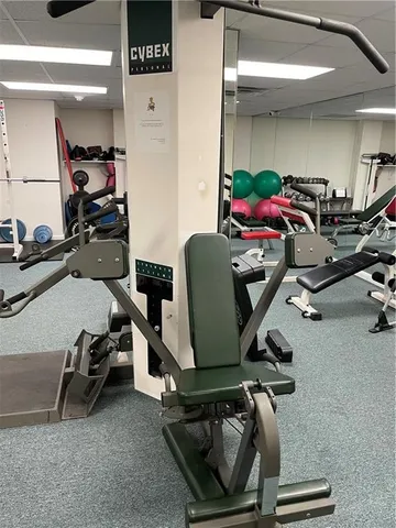 a room with gym equipment