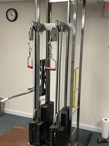 a terrace with a city view