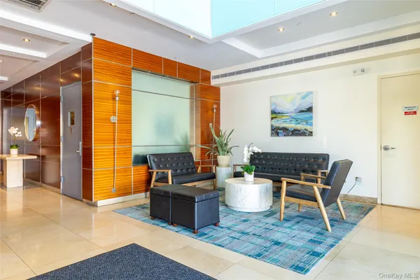 a living room with a couch and a table