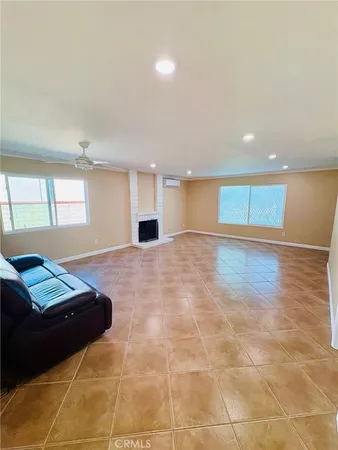 a view of a room with windows