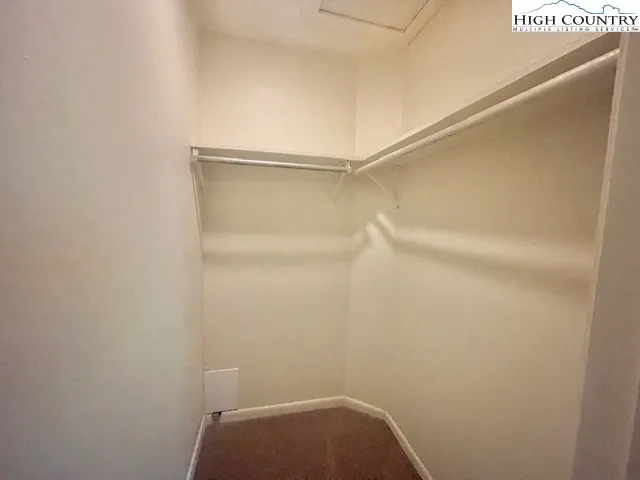 a view of small space with racks on the wall