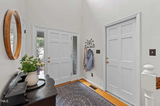 a table and chairs in a room