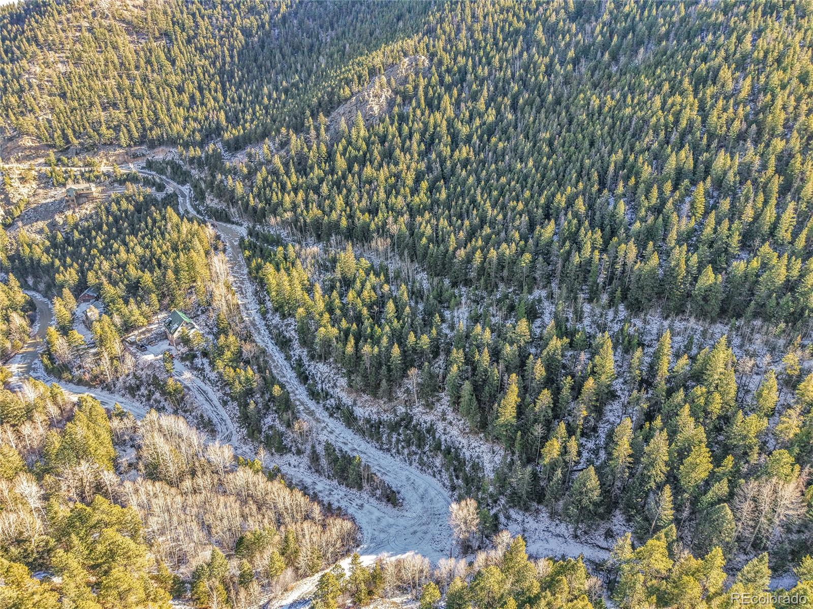 Clear Creek Rd Road Evergreen, CO 80439 - Photo 20 of 33 a backyard of a house with a large tree