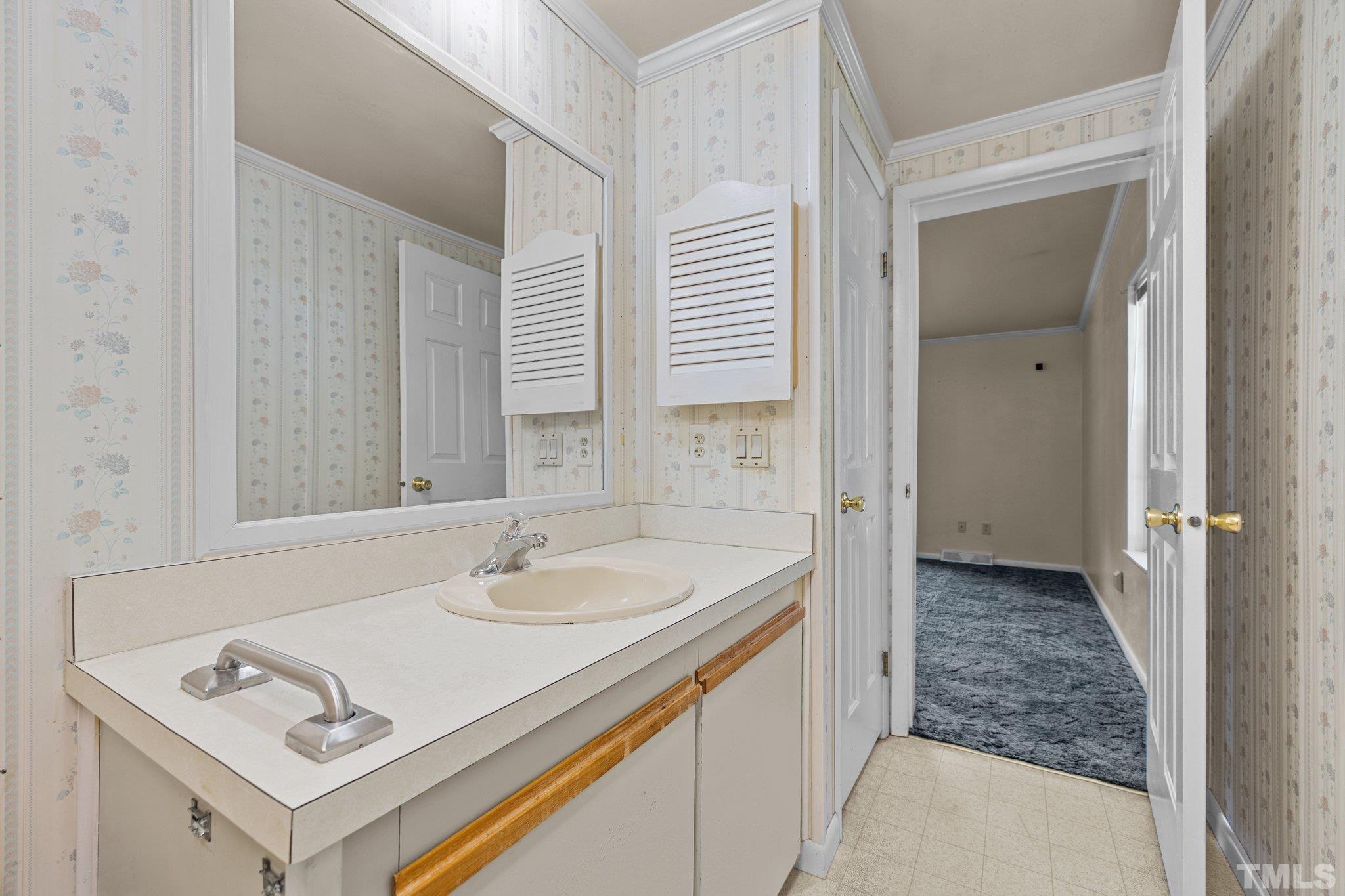 4505 Guess Road Rougemont, NC 27572 - Photo 24 of 33 a bathroom with a sink and a mirror