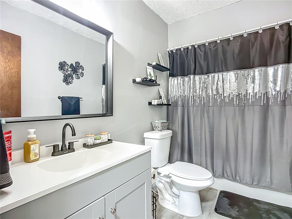 8016 Formby Street Riverview, FL 33578 - Photo 17 of 29 a bathroom with a sink a toilet and shower curtain