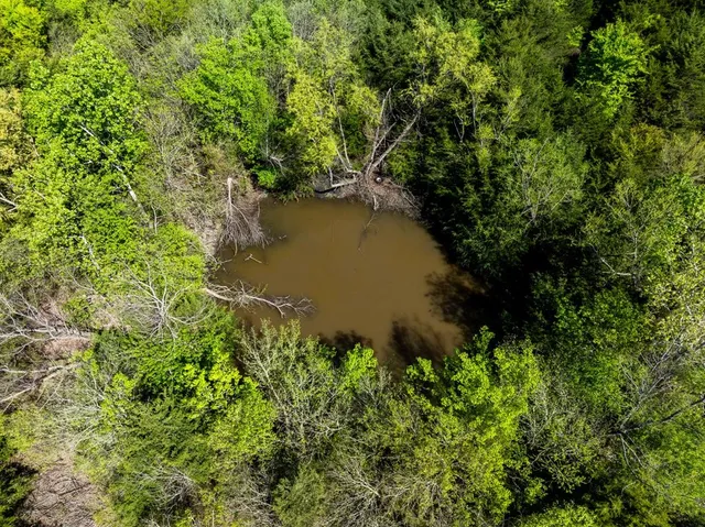 a view of a lake with a house