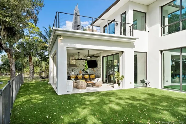a view of a fountain with a patio