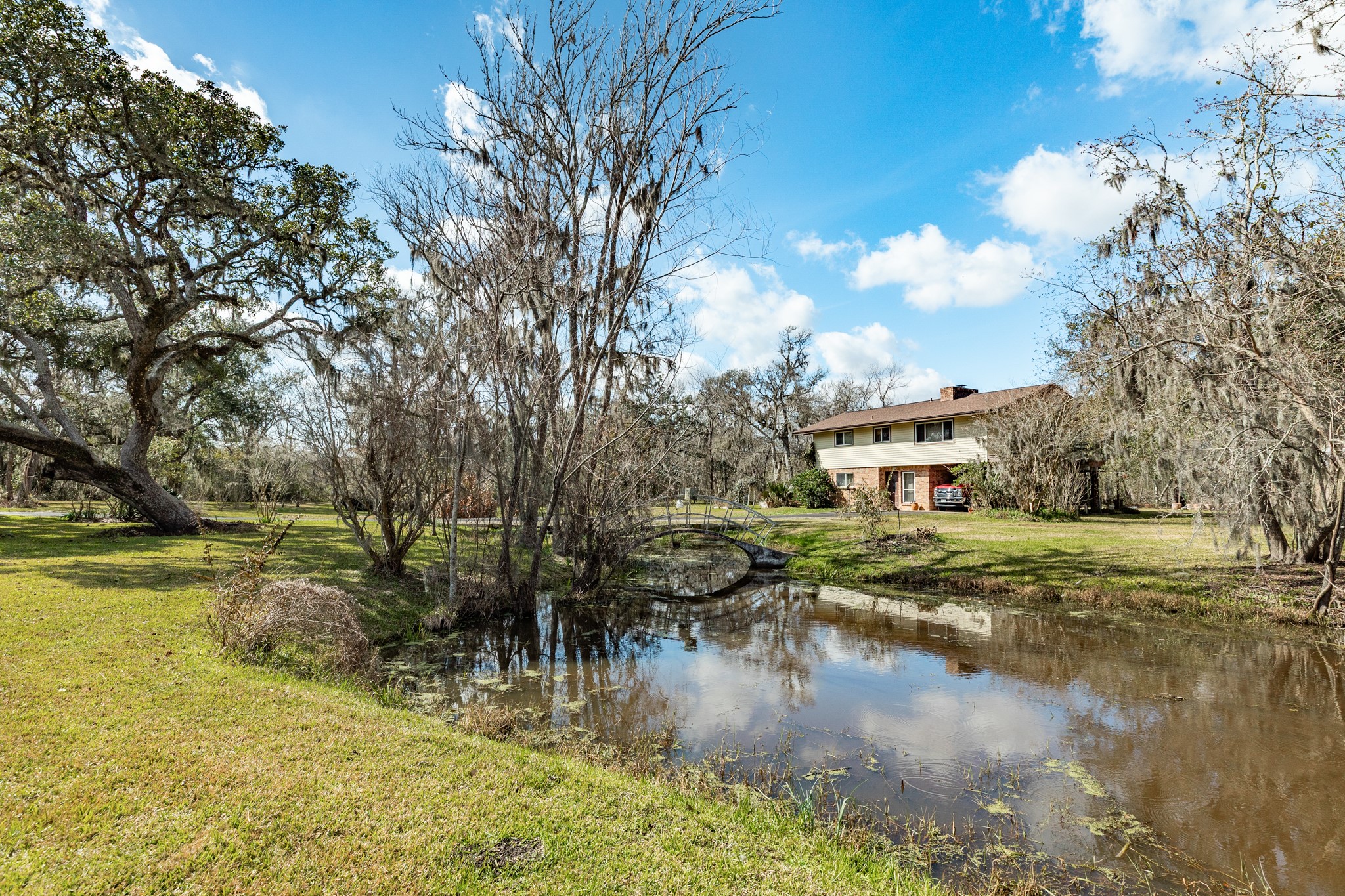 703 County Road 605 Angleton, TX 77515 - Photo 6 of 35 a view of a yard with plants and large trees