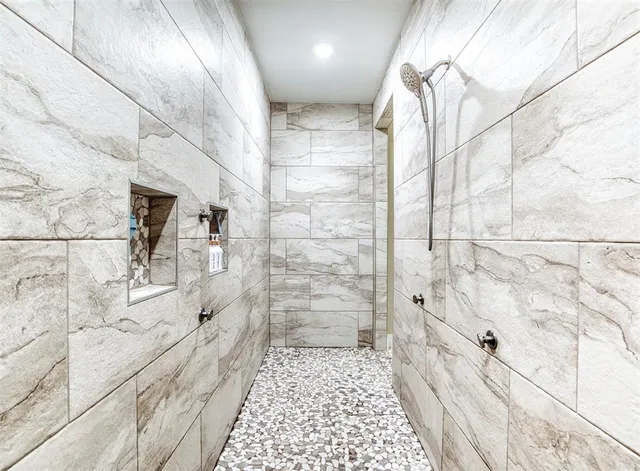 a bathroom with a shower