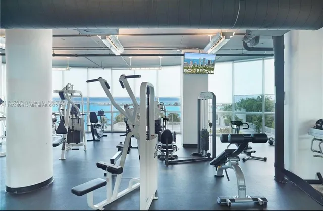 a view of a room with gym equipment