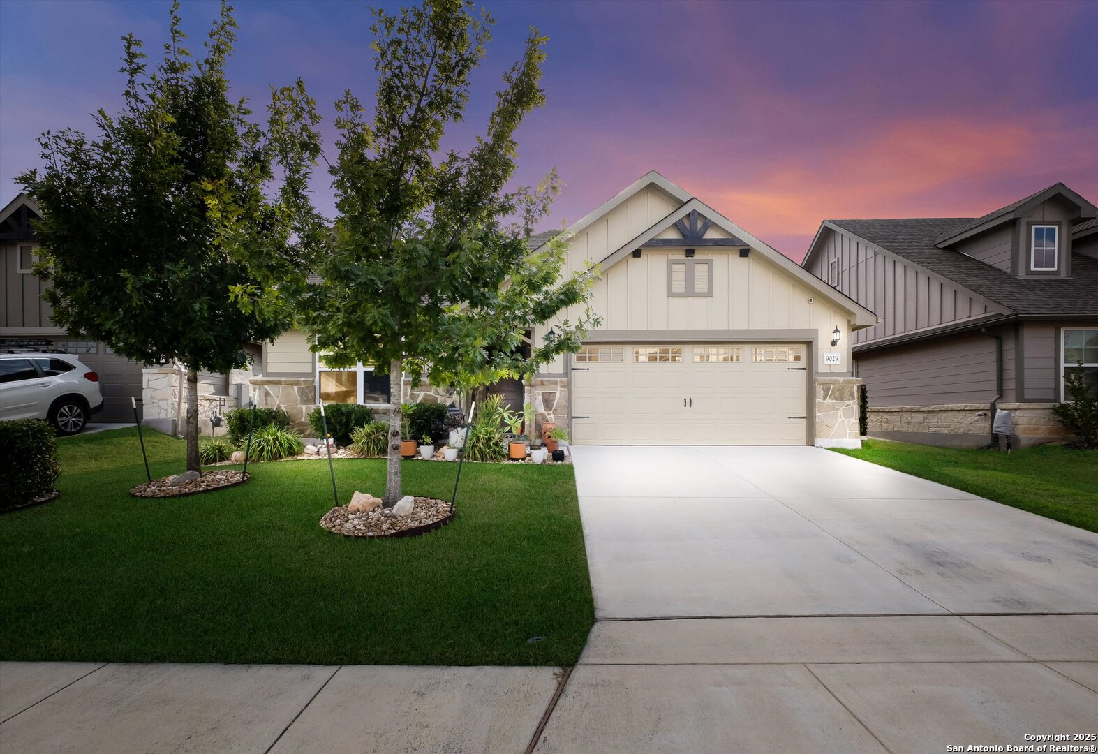 9029 Curling Post Schertz, TX 78154 - Photo 1 of 53 a front view of a house with garden and trees