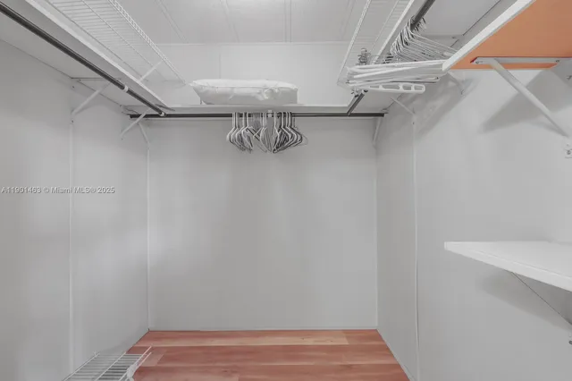 a view of a room with racks on the wall