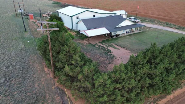 an aerial view of a house
