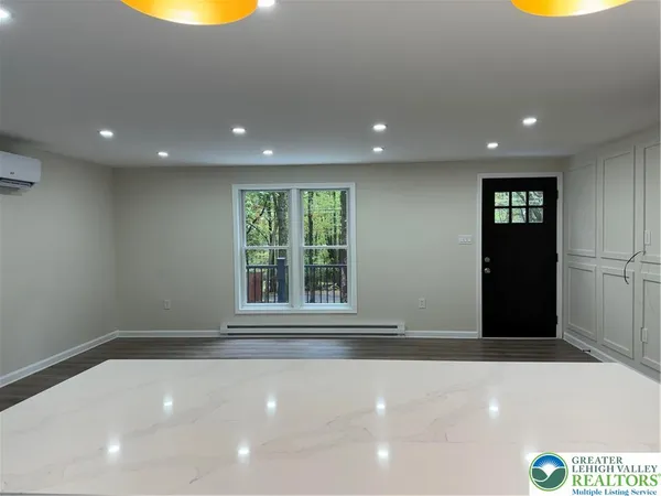 a view of an entryway in a hall