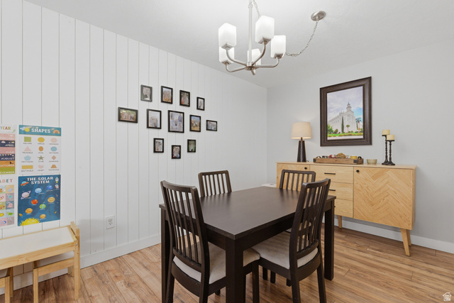 282 West 960 South, Unit C Provo, UT 84601 - Photo 6 of 33 Dining space featuring light wood-style floors and suspended lighting