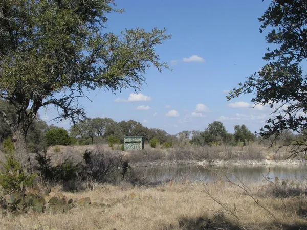 a view of lake with green field and covered with trees
