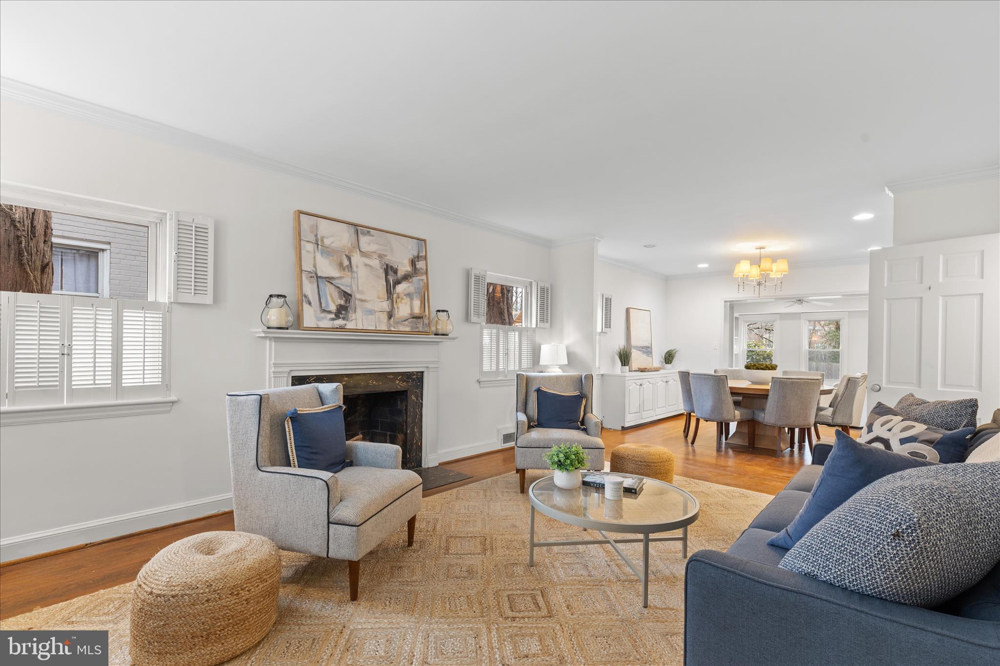 5352 29th Street Northwest Washington, DC 20015 - Photo 7 of 45 a living room with furniture and a fireplace