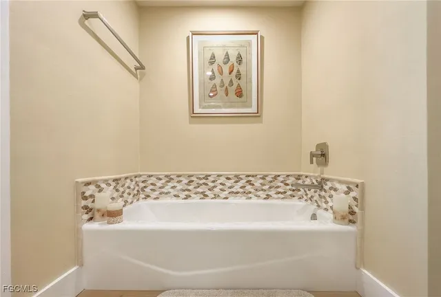 a bathroom with a bathtub