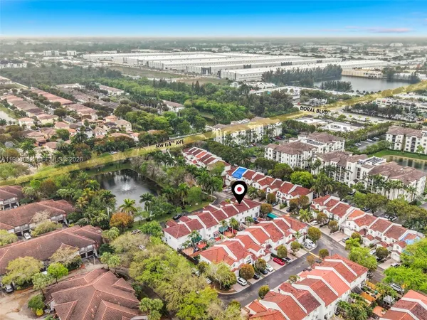 an aerial view of residential building with outdoor space
