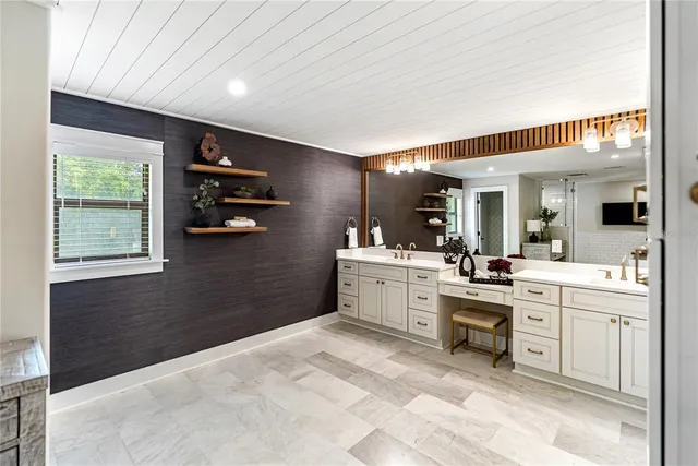 a view of a park with plants and trees