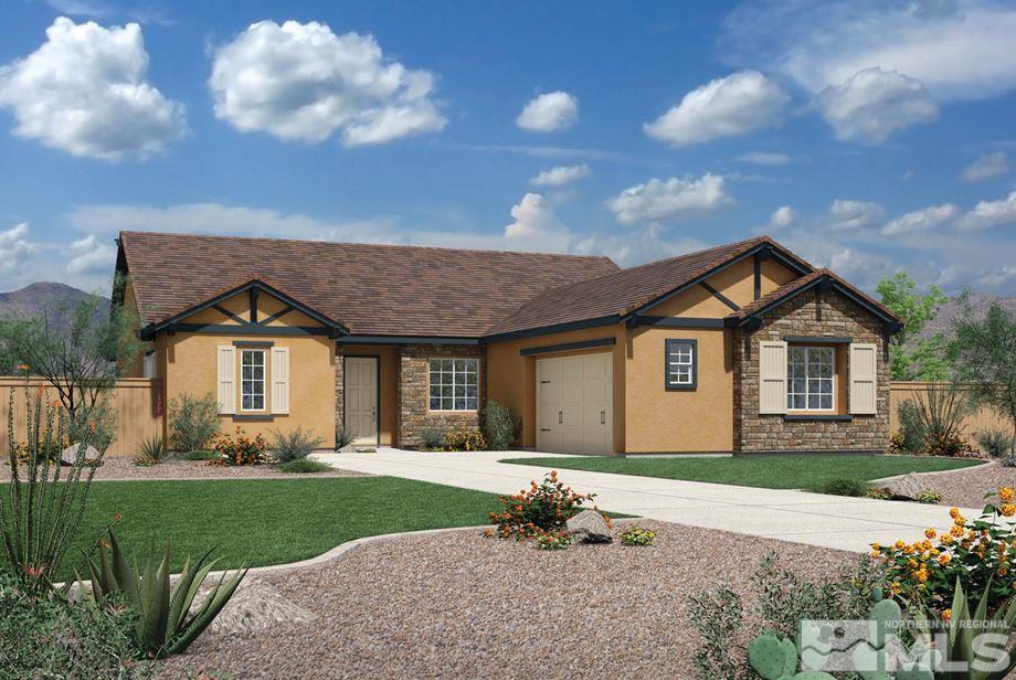 2017 Altair Lane, Unit LOT #19 Reno, NV 89521 - Photo 1 of 1 a front view of a house with a yard and garage
