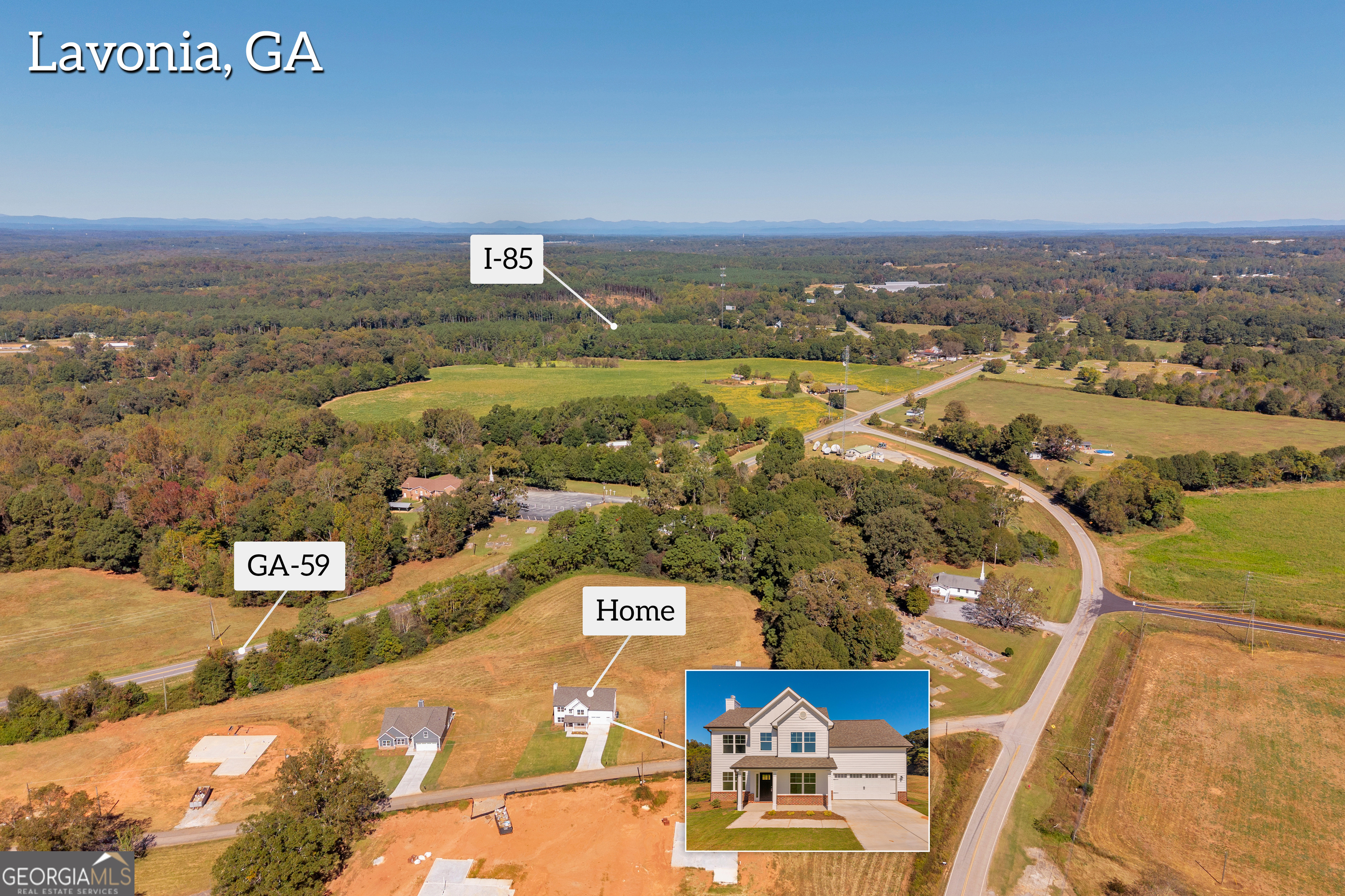 62 Sewell Road Lavonia, GA 30553 - Photo 54 of 63 an aerial view of residential houses with outdoor space