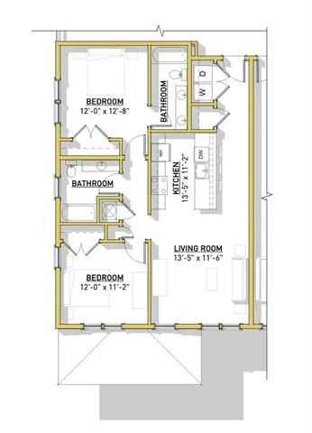 a view of a brick house with a large windows