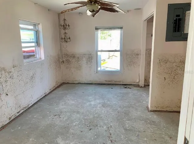 an empty room with a window