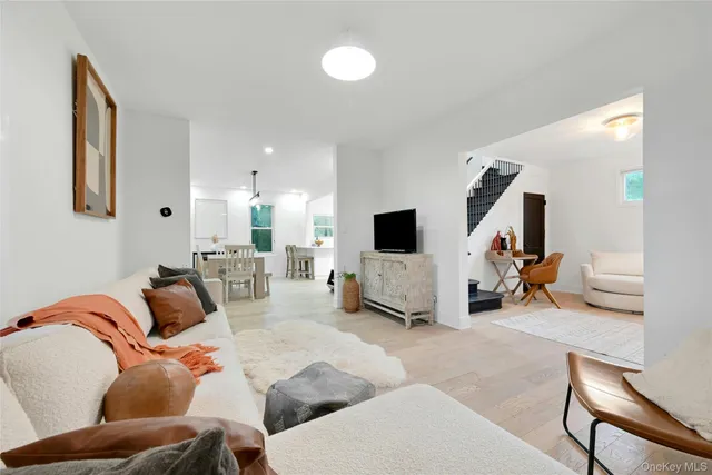 a view of a dining room and livingroom view