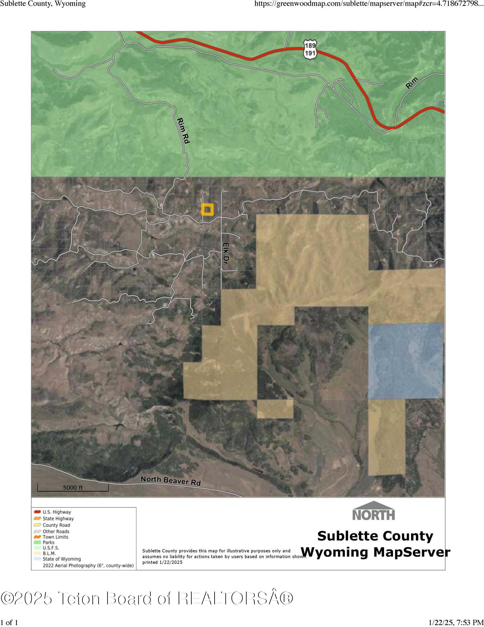 Tbd Tbd Vista Ridge Lane Bondurant, WY 82922 - Photo 16 of 19 Aerial Zoomed out of Vista Ridge Ln