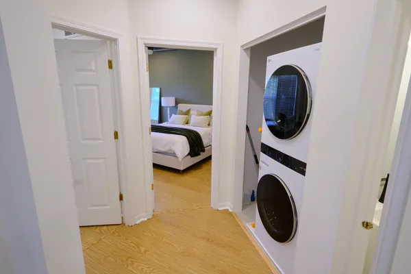 a room with a washer and dryer