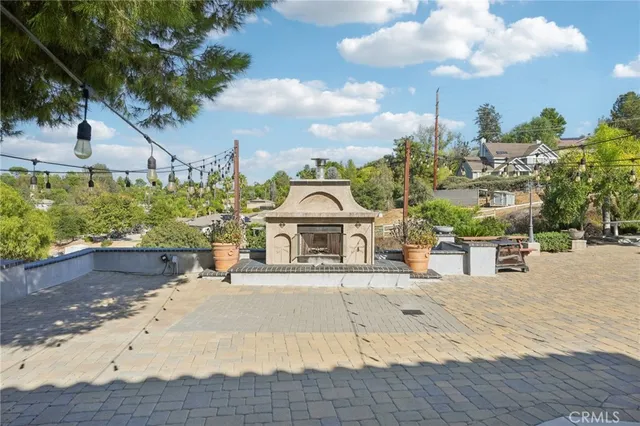 a view of a city with mountains in the background