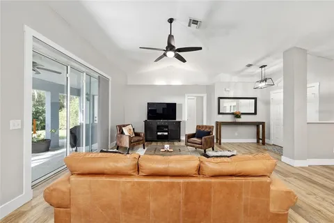 a living room with fireplace furniture and a flat screen tv
