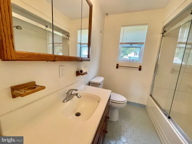 a bathroom with a sink a toilet and mirror