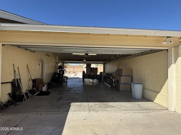 a view of a building with a tub and a chandelier