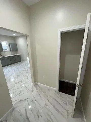 a view of an empty walk in closet