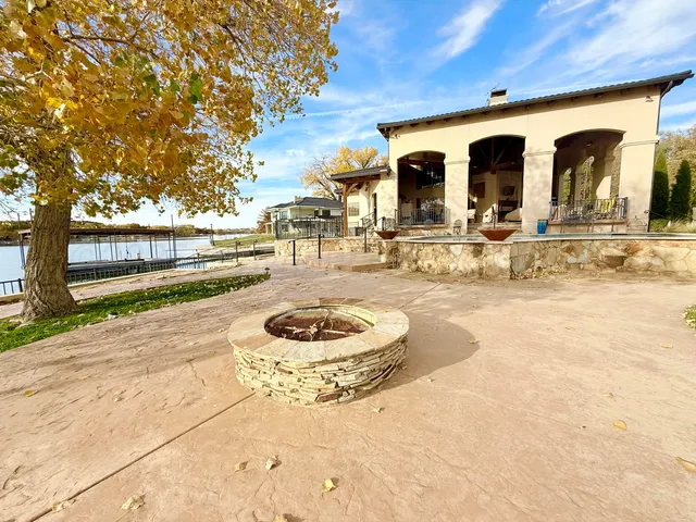 a view of a terrace with a bench