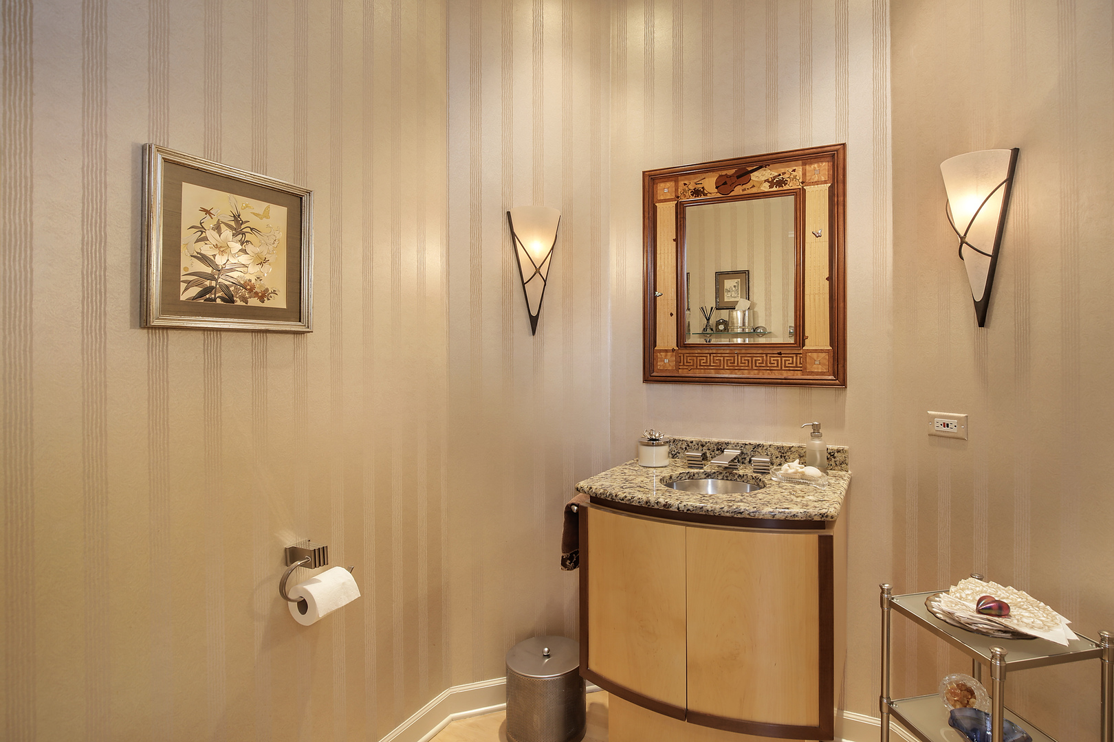 124 Ronan Road Highwood, IL 60040 - Photo 15 of 25 a bathroom with a granite countertop sink and a mirror