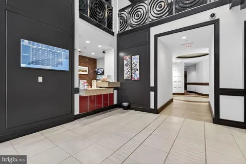 a view of a hallway with a elevator