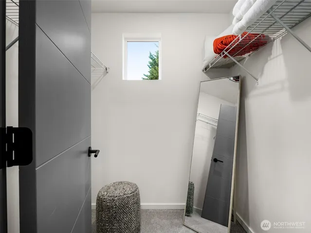 a room with a mirror