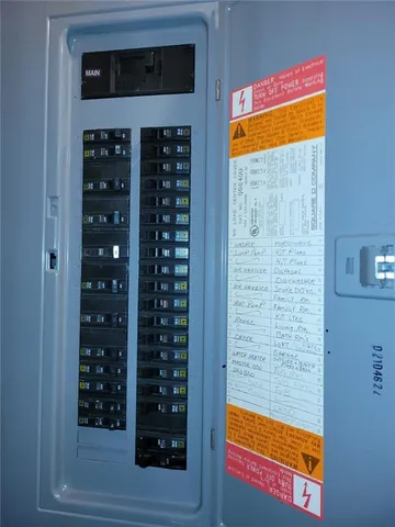 a view of a wooden door with red door