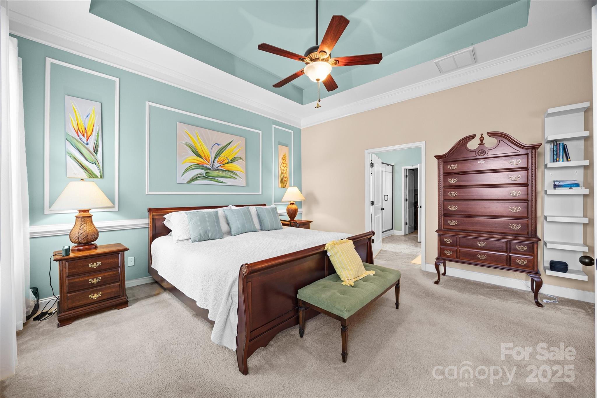 1617 Fig Branch Road Clover, SC 29710 - Photo 21 of 33 a bedroom with a bed and a chandelier