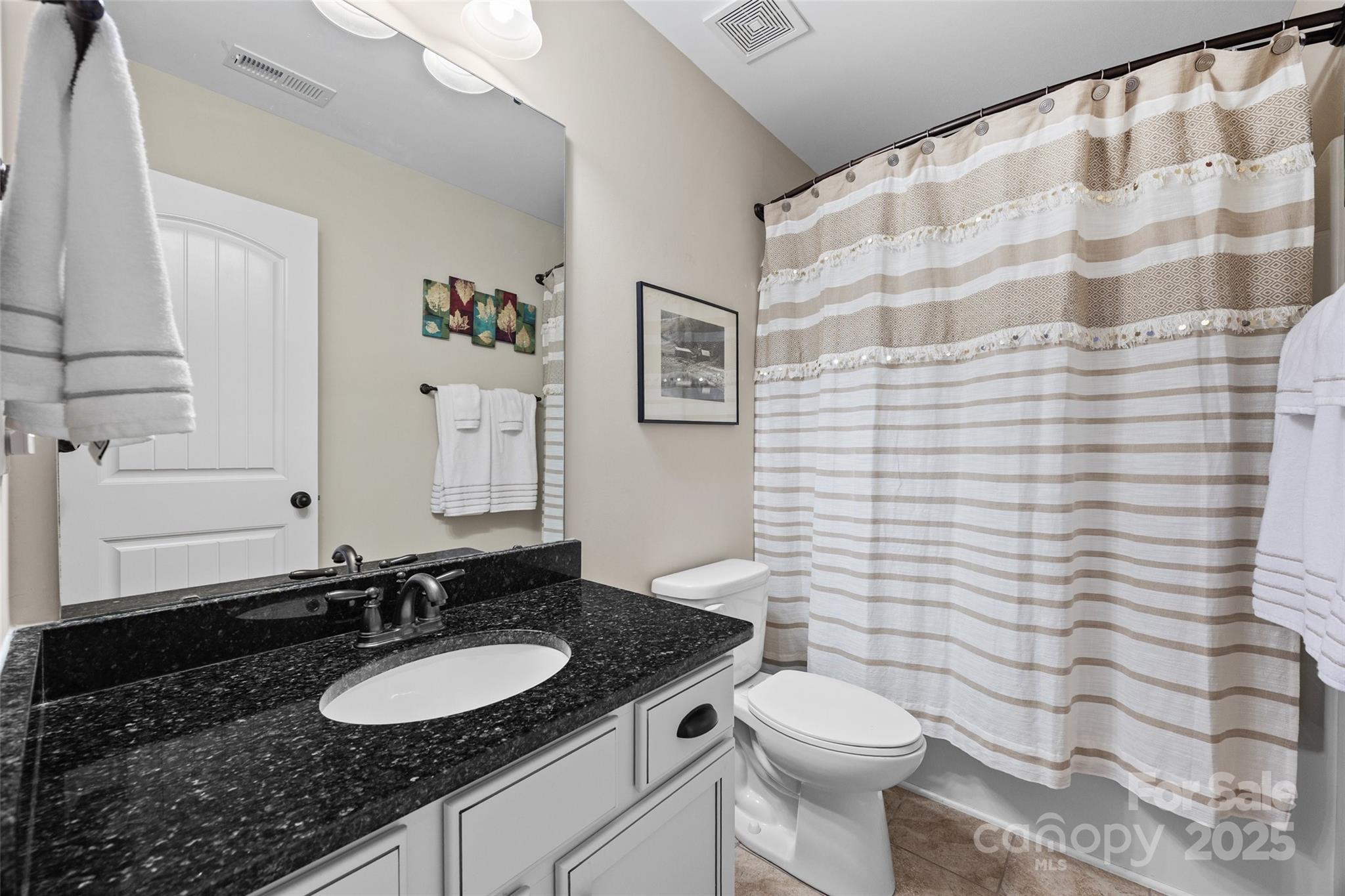 1617 Fig Branch Road Clover, SC 29710 - Photo 28 of 33 a bathroom with a granite countertop toilet sink and mirror