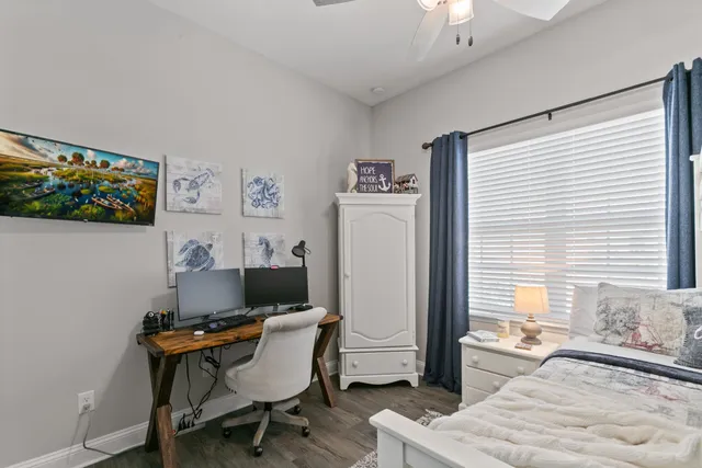 a workspace with furniture and window